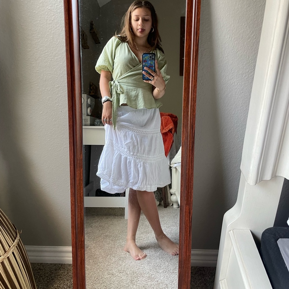 Universal Thread Sage Green Wrap Top - image 2